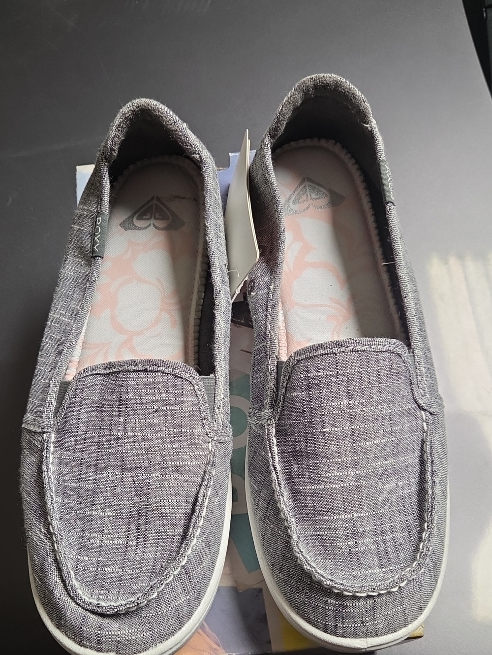 Roxy Gray Slip-On Canvas Loafers 11